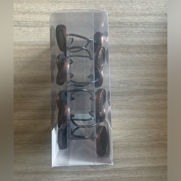 Set of 12 Shower Round Dark Designed Metal Curtain Hooks NWT - Picture 2 of 6